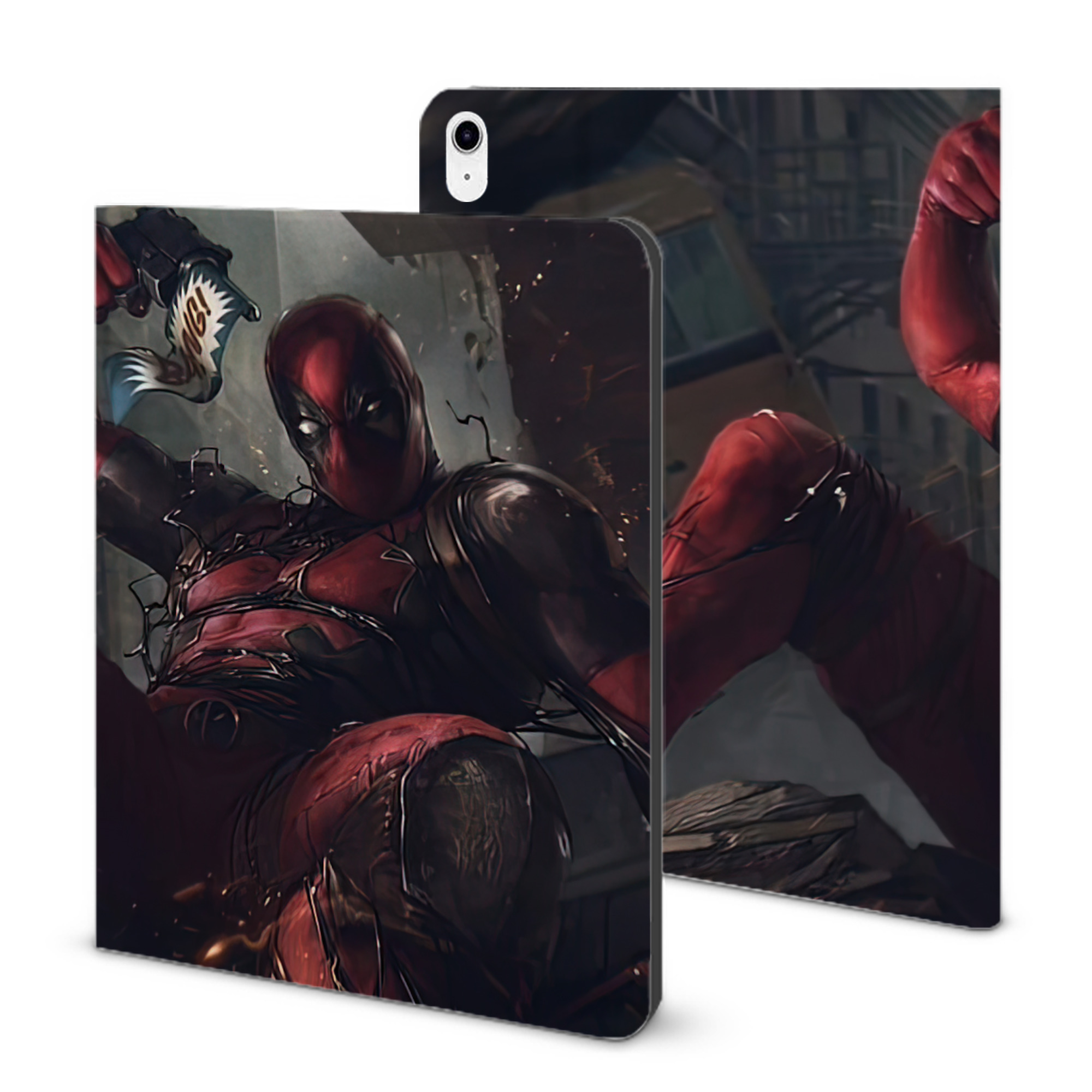 （画像用） Deadpool デッドプール IPad ケース ブック型 PUレザー TPU 耐衝撃 軽量 薄型 ペン収納なし 全面保護 IPad 各モデル対応